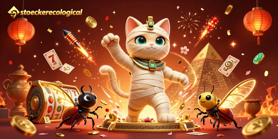 Experience thrilling slots with stoeckerecological's vibrant 3D casino illustration showcasing dynamic gaming elements.